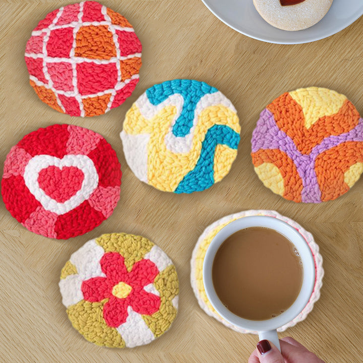 Vitality Punch Needle Coasters Kits 6 Pack