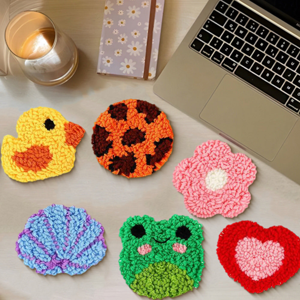 Combination Punch Needle Coasters Kits 6 Pack