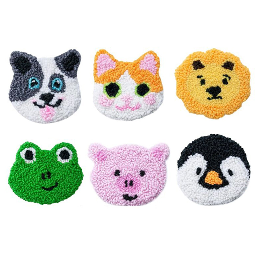 Animal Combination Punch Needle Coasters Kits 6 Pack