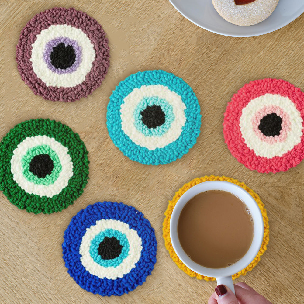 Eyeball Punch Needle Coasters Kits 6 Pack