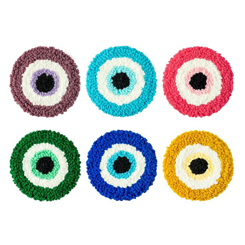 Eyeball Punch Needle Coasters Kits 6 Pack