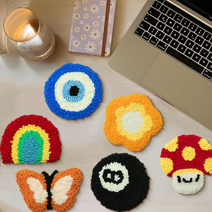 Amusing Punch Needle Coasters Kits 6 Pack