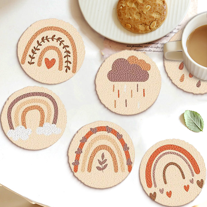 Little Rainbow Punch Needle Coasters Kits 6 Pack