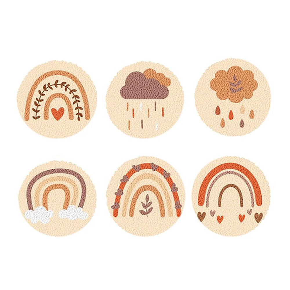 Little Rainbow Punch Needle Coasters Kits 6 Pack