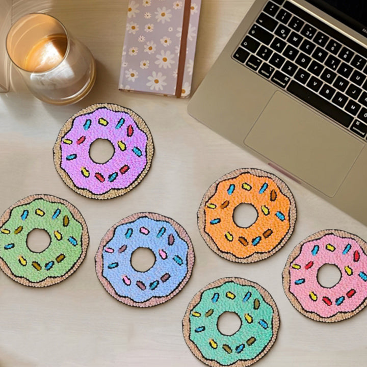 Donut Punch Needle Coasters Kits 6 Pack