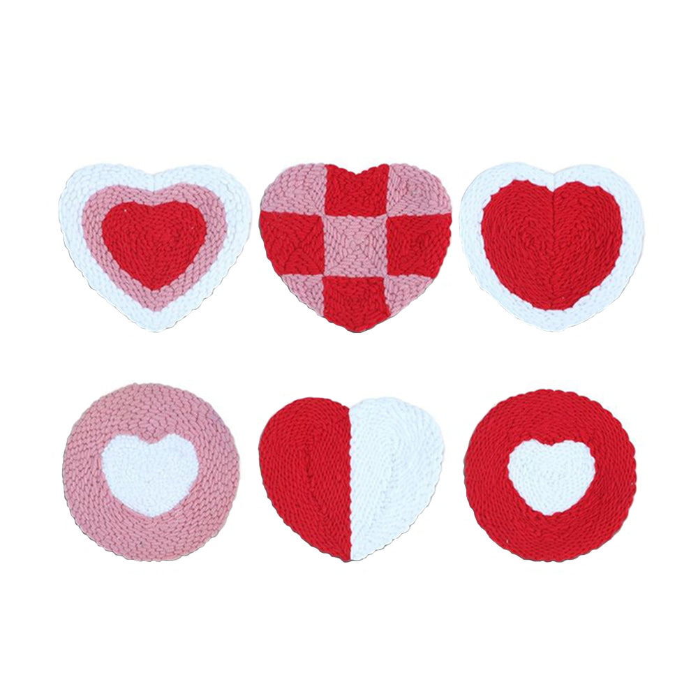 Heart Punch Needle Coasters Kits 6 Pack