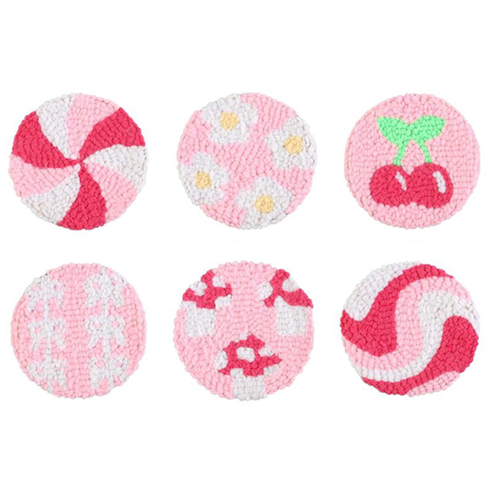 Pink Punch Needle Coasters Kits 6 Pack