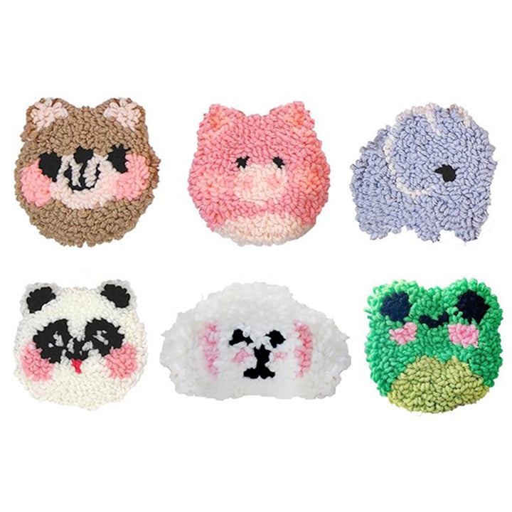 Small Animals Punch Needle Coasters Kits 6 Pack