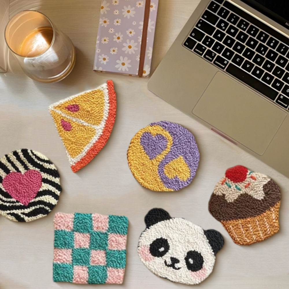 Popularity Punch Needle Coasters Kits 6 Pack
