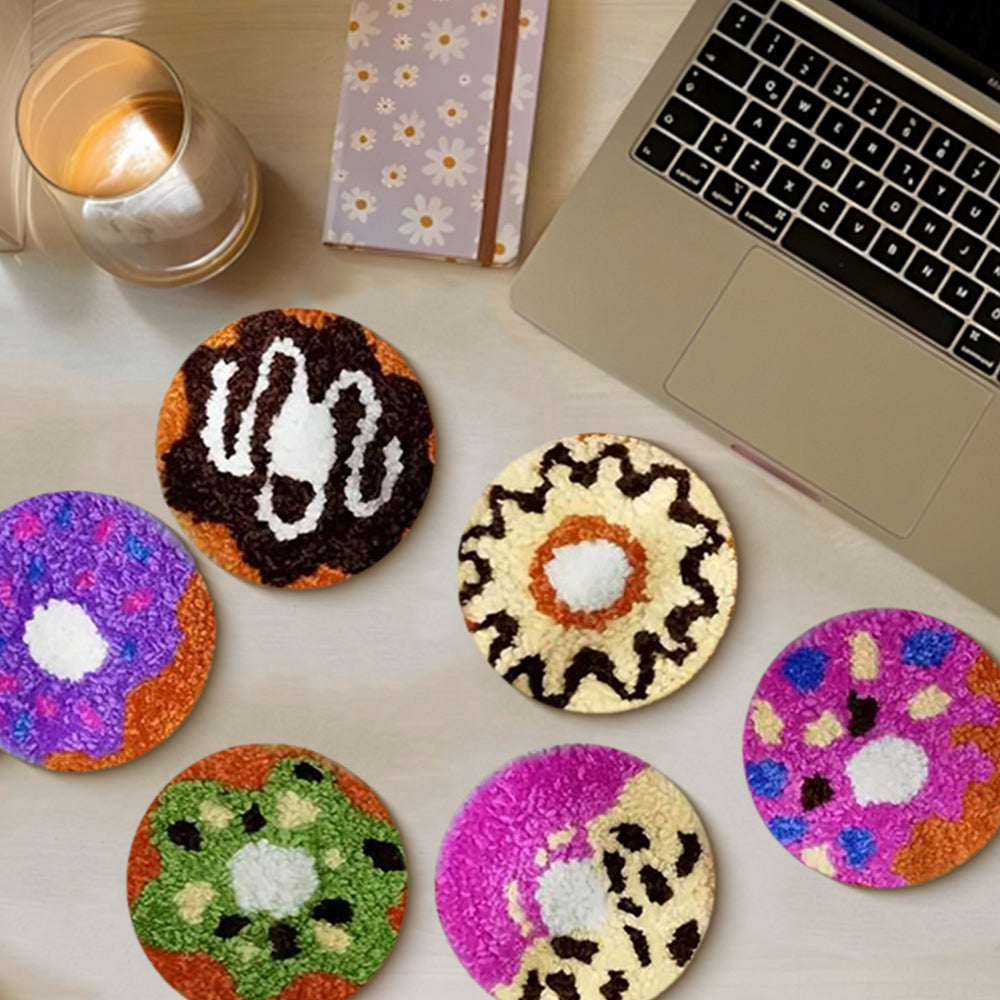 Donut Punch Needle Coasters Kits 6 Pack