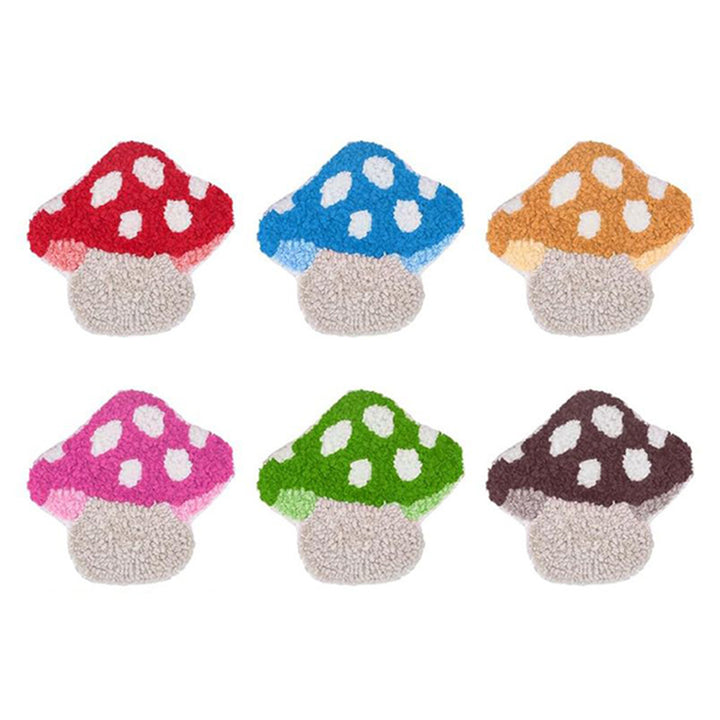 Mushroom Punch Needle Coasters Kits 6 Pack