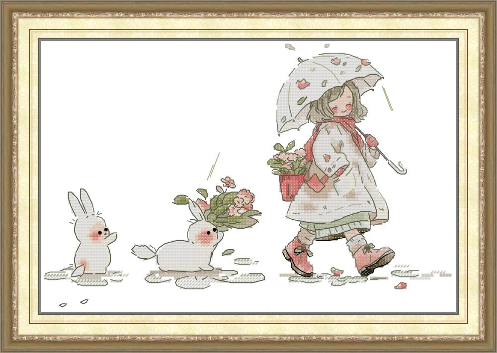 Girl and Bunny Cross Stitch Kits