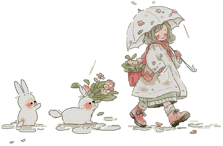 Girl and Bunny Cross Stitch Kits