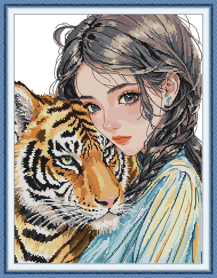 Girl With Tiger Cross Stitch Kits