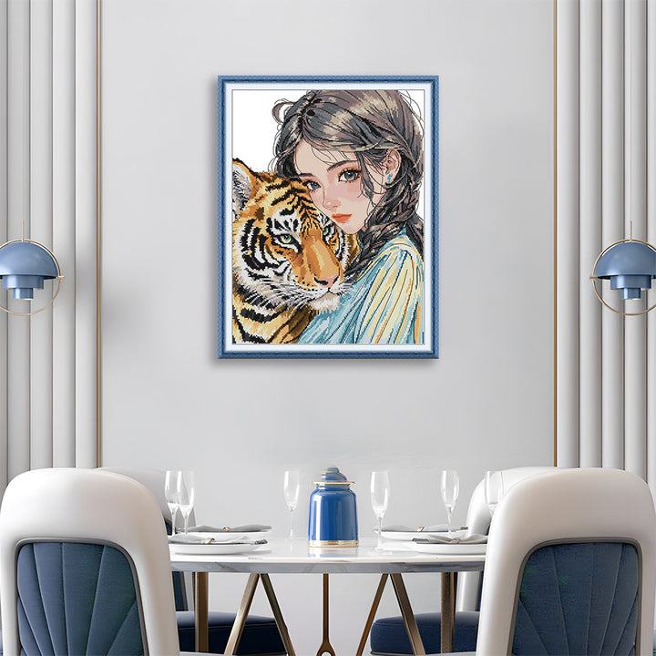 Girl With Tiger Cross Stitch Kits
