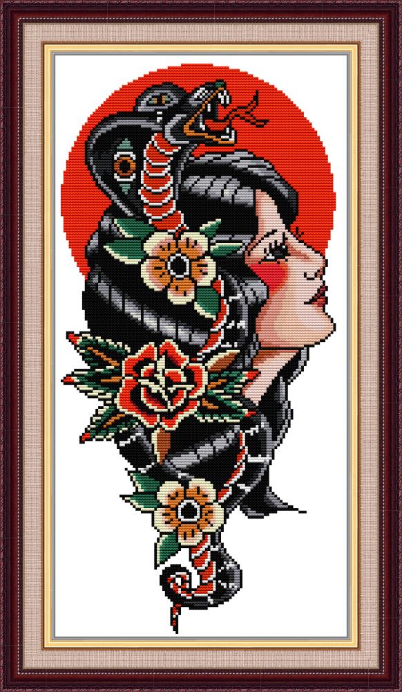 Snake Girl Cross Stitch Kits