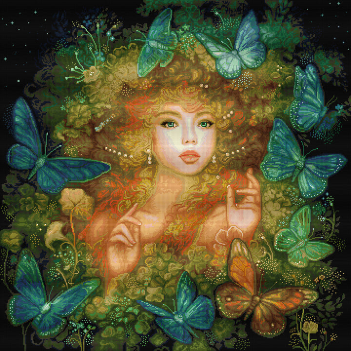 Girl in The Butterfly Forest Cross Stitch Kits