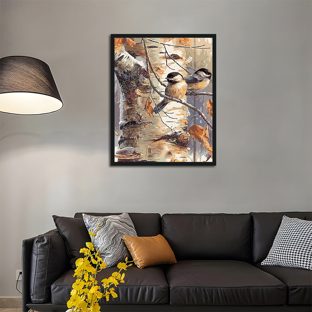 Sparrow on Birch Tree Cross Stitch Kits