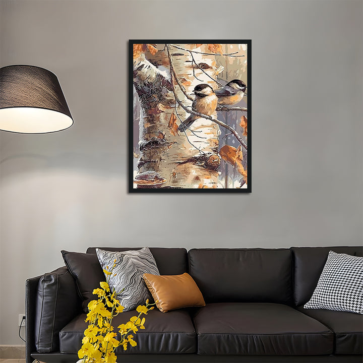 Sparrow on Birch Tree Cross Stitch Kits