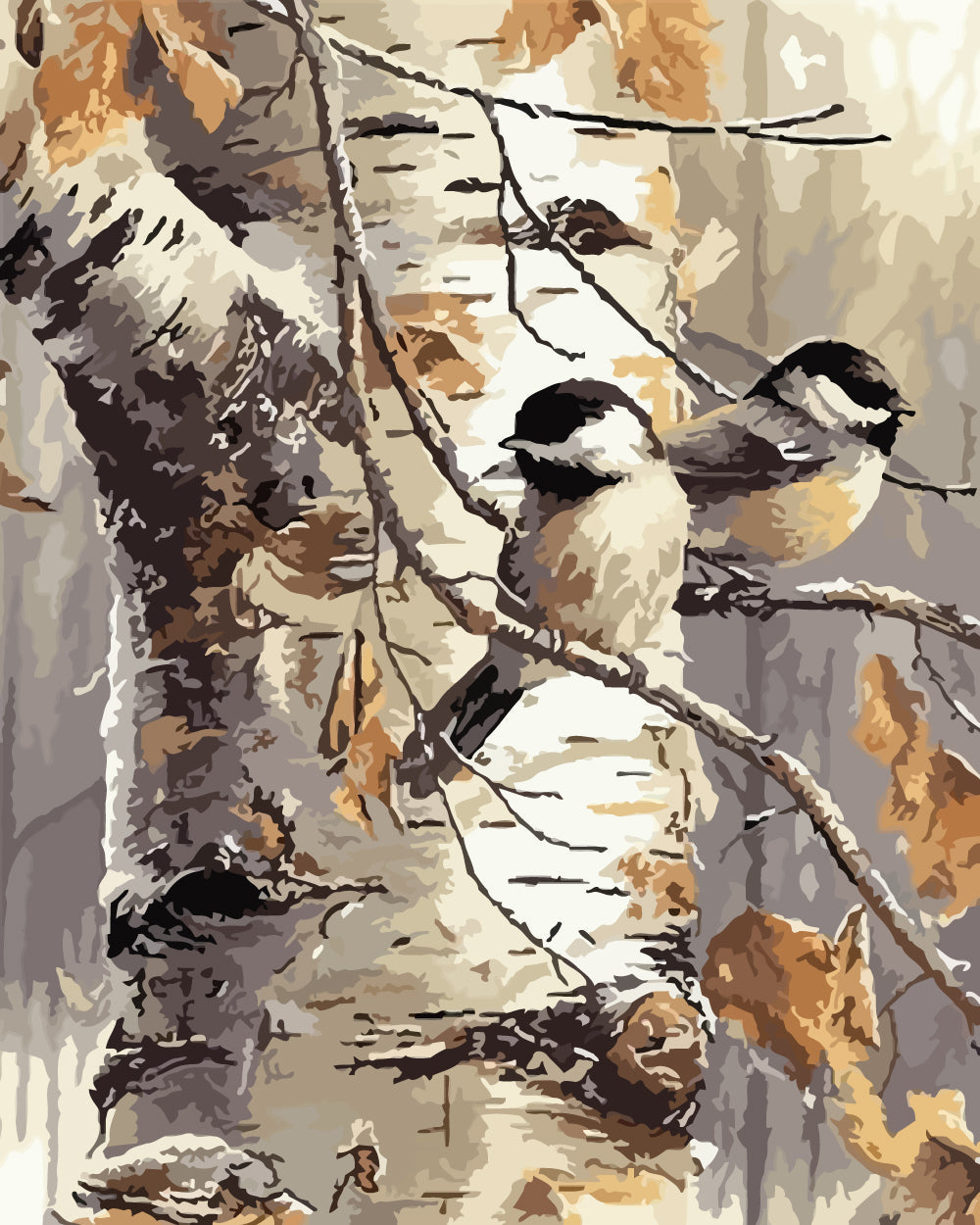 Sparrow on Birch Tree Cross Stitch Kits