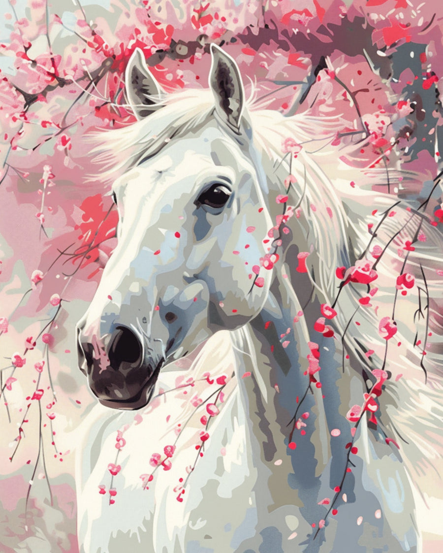 Plum Blossoms and White Horse Cross Stitch Kits