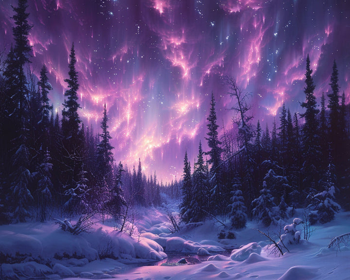Purple Aurora Forest Cross Stitch Kits