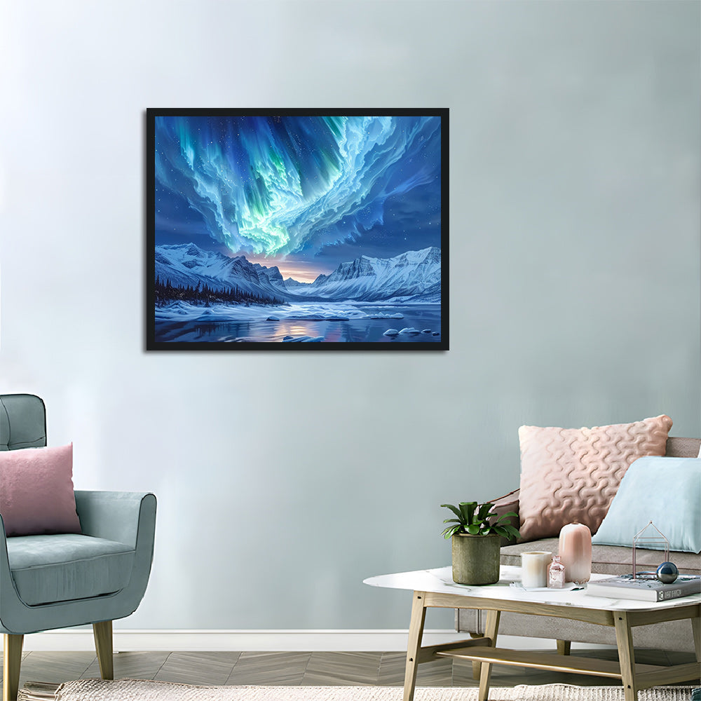 Blue Aurora and Glaciers Cross Stitch Kits