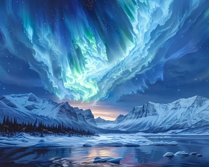 Blue Aurora and Glaciers Cross Stitch Kits