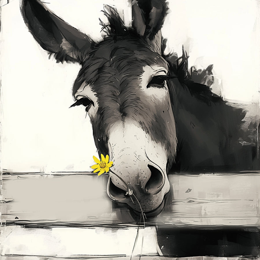Donkey and Little Yellow Flower Cross Stitch Kits