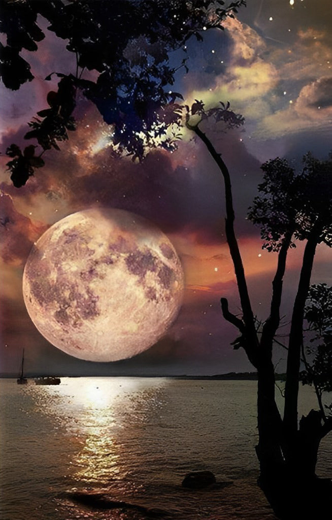 Full Moon Over the Lake Cross Stitch Kits