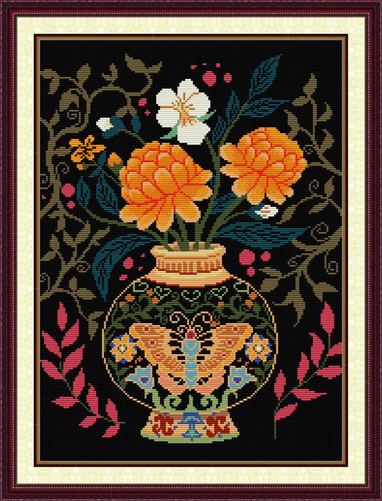 Butterfly Vase With Flowers Cross Stitch Kits