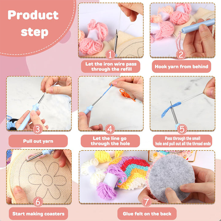 Punch Needle Coaster Step