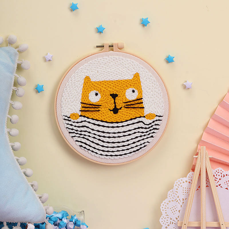 Cat in Water Punch Needle Embroidery Kits ANI033