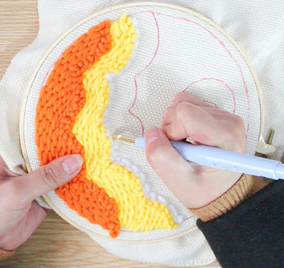 Orange Fox and Blue Sky Punch Needle Embroidery Kits ANI044