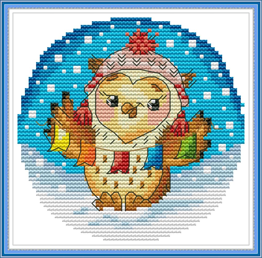 Kit De Broderie Point De Croix - Petit Hibou (Owl) - Toile 14ct - Neuf