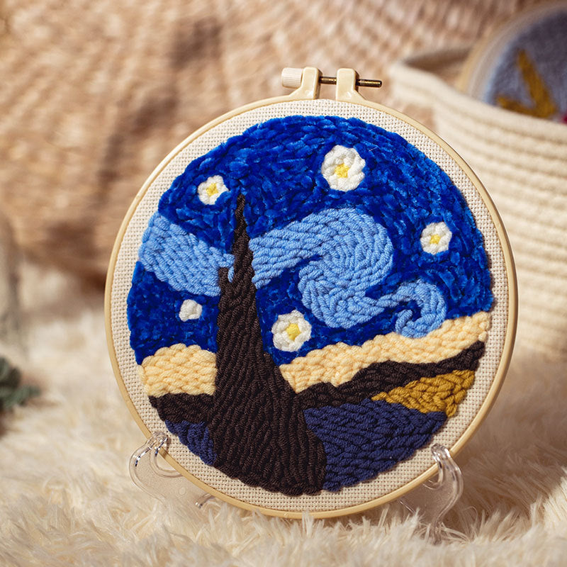 Van Gogh Starry Night Punch Needle Embroidery Kits NAT001