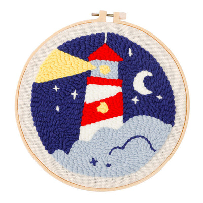 Lighthouse Under the Stars Punch Needle Embroidery Kits NAT007