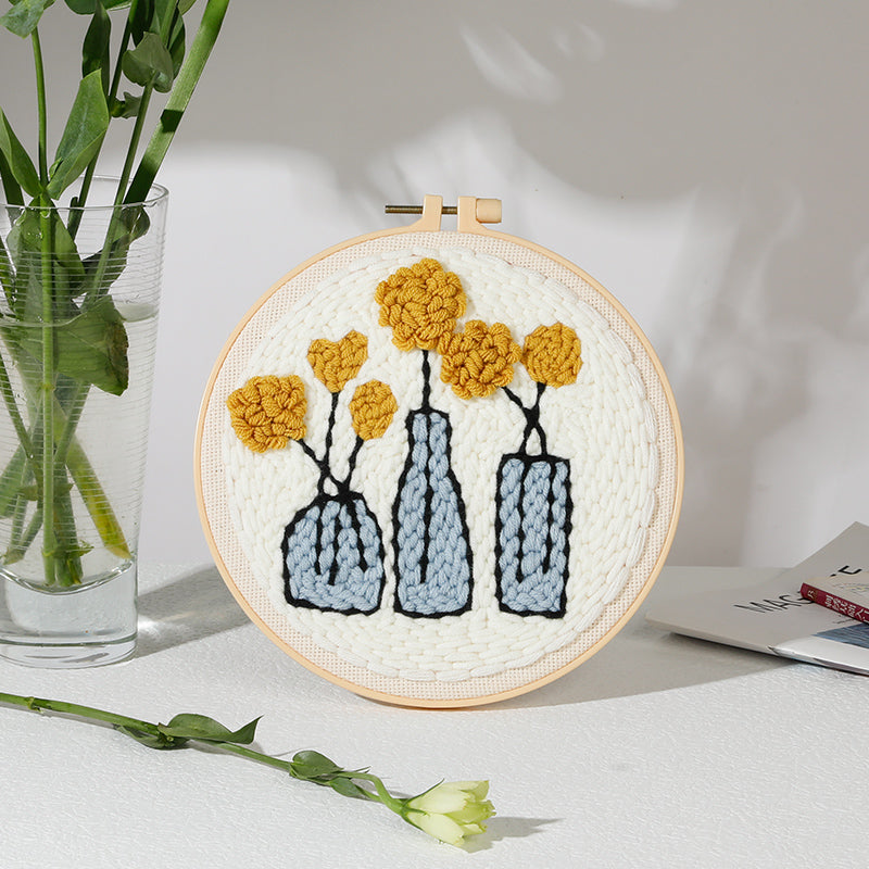 Flowers in Vase Punch Needle Embroidery Kits PLA025