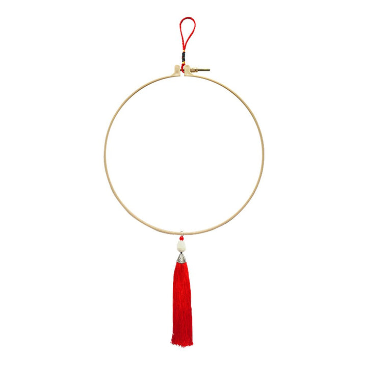 Round Chinese Tassels Lanyard Cross Stitch Picture Frame Kit Sewing Decor TOOL55