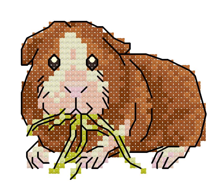Guinea Pig eating Grass Cross Stitch Needle Pocket