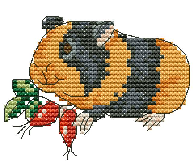 Guinea Pig and Carrot Cross Stitch Needle Pocket