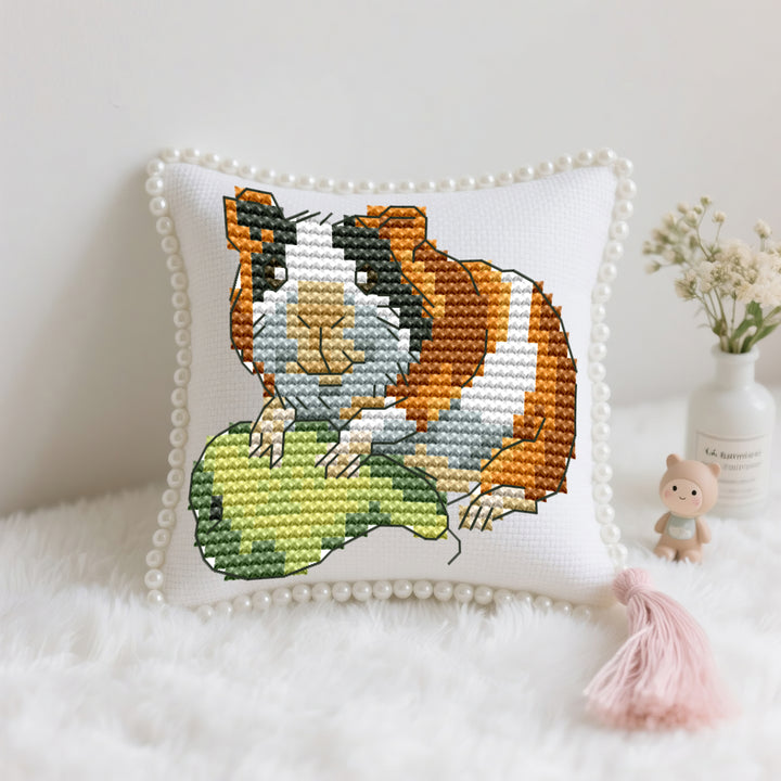 Guinea Pig and Pear Cross Stitch Needle Pocket