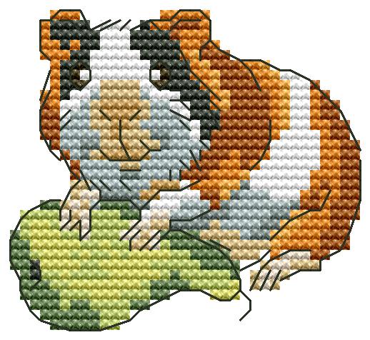 Guinea Pig and Pear Cross Stitch Needle Pocket