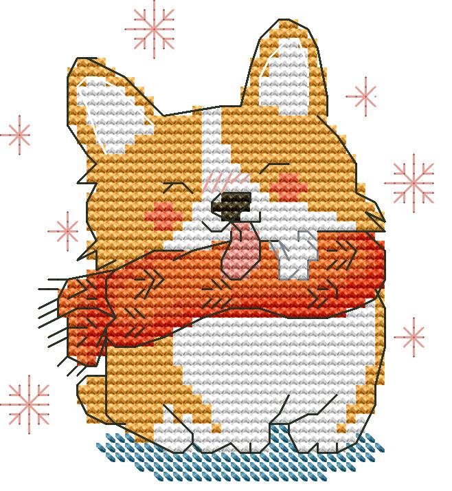 Smiling Shiba Inu Cross Stitch Needle Pocket