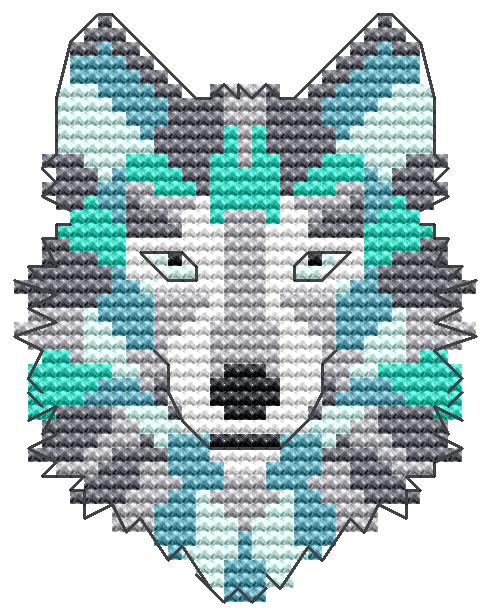 Blue Ice Wolf Cross Stitch Needle Pocket