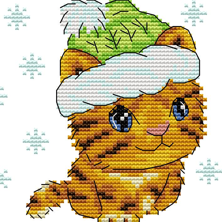 Christmas Little Tiger Cross Stitch Needle Pocket