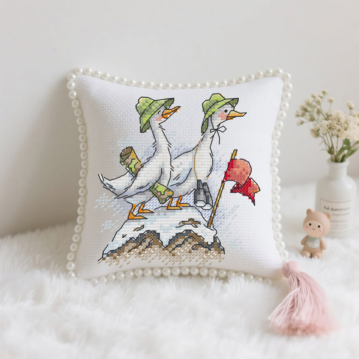 Goose Climbing the Mountain Cross Stitch Needle Pocket