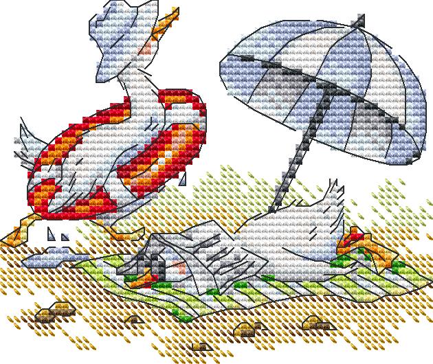 Geese enjoying the Beach Cross Stitch Needle Pocket