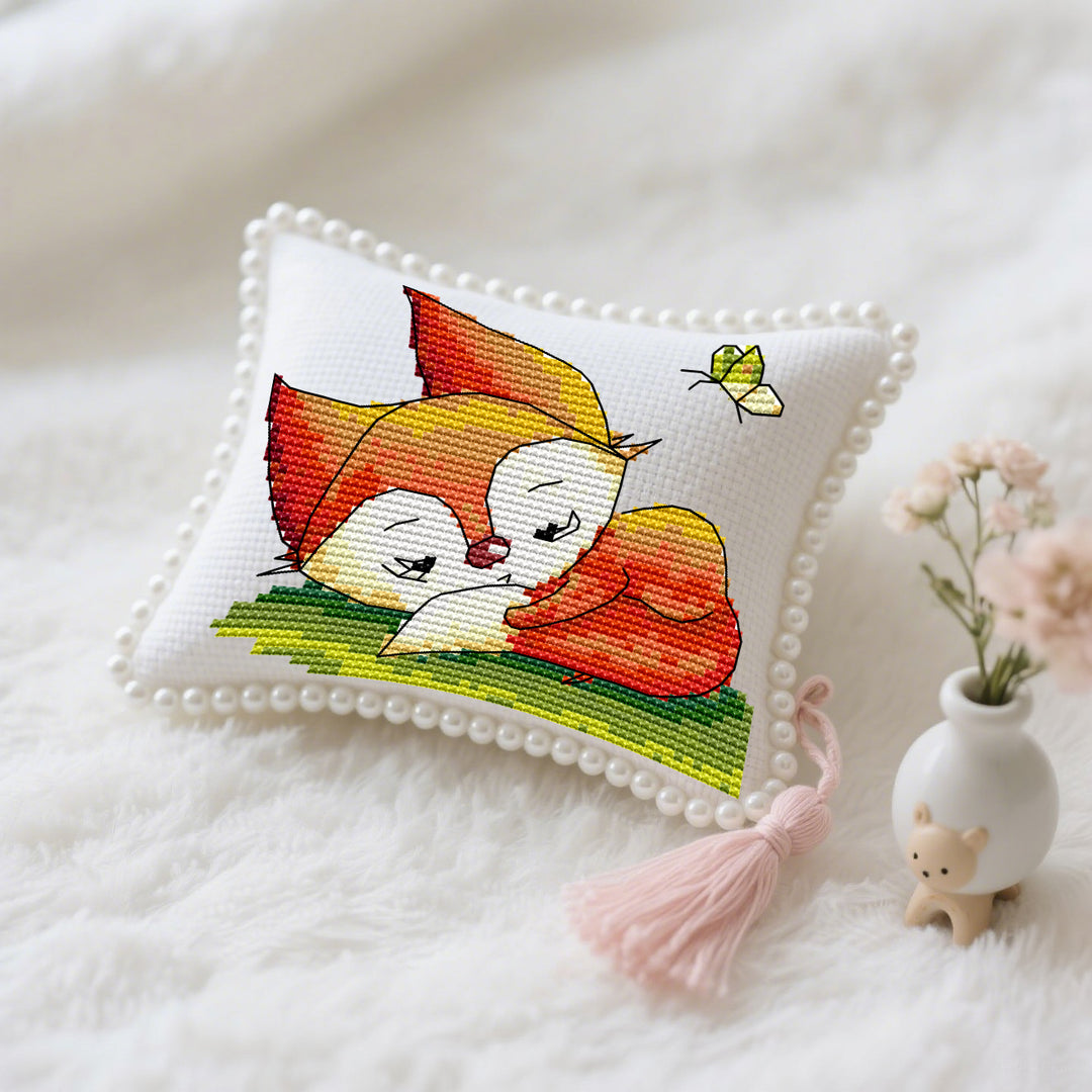 The Sleeping Little Fox Cross Stitch Needle Pocket