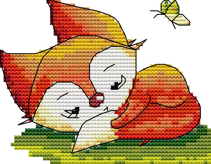 The Sleeping Little Fox Cross Stitch Needle Pocket